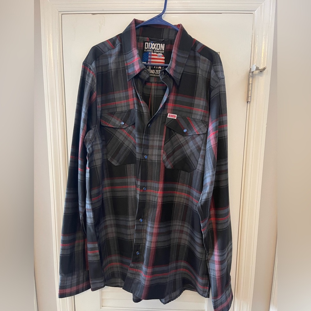 DIXXON Black and Red Plaid Casual Button Down Shirt